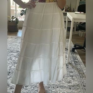 Aritzia white linen midi skirt